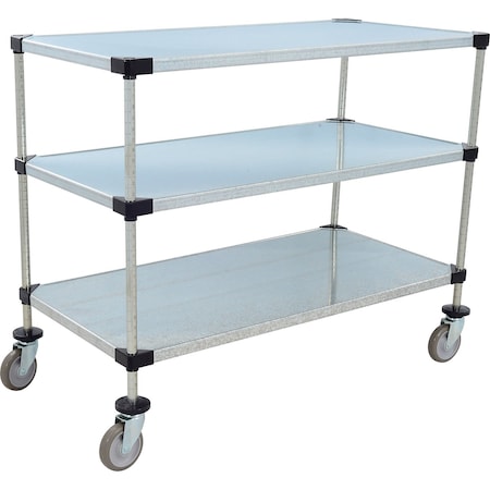 Nexel 3 Shelf Cart, Galvanized, 48inW x 24inD x 39inH, Polyurethane Casters 188892